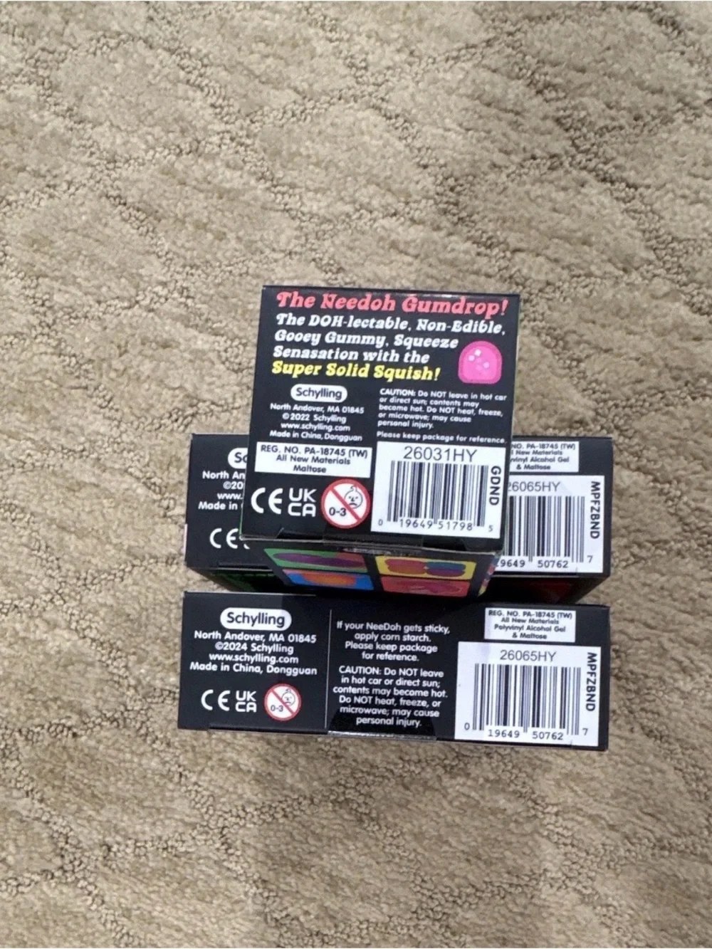 Schylling NeeDoh Teenie Fuzz Ball 4-Pack x2, Gumdrop Lot of 3 New Sealed Auth
